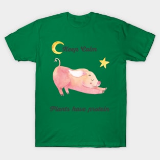 Keep Calm Plant Have Protein Yoga Piglet T-Shirt